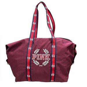Victoria's Secret PINK Burgundy Logo Duffle Weekender Bag